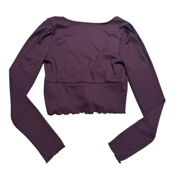 Urban Outfitters Ribbed Long Sleeve Crop Top Large - Picture 2 of 4